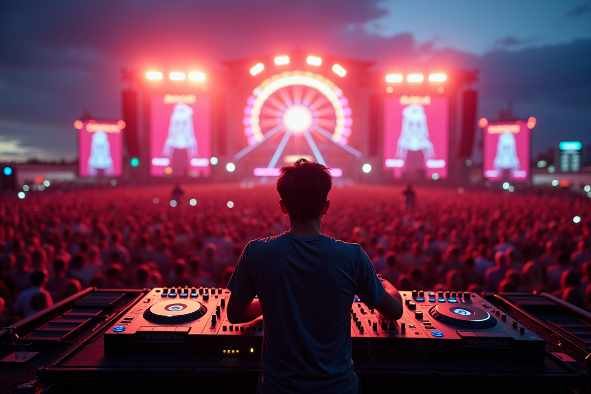 DJ en performance lors d'un festival en plein air