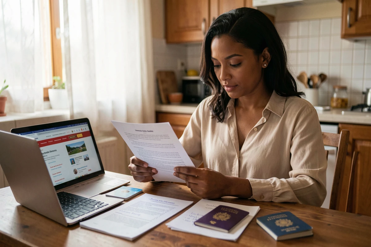 Femme étudiant les conditions légales pour un visa mariage en France avec son visa touristique