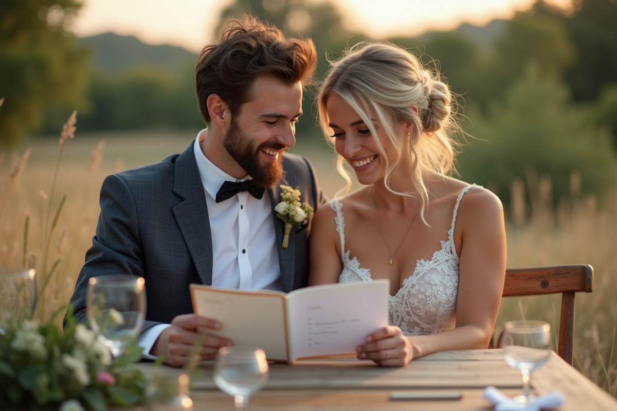 Jeune couple discutant de la playlist lors de la réception