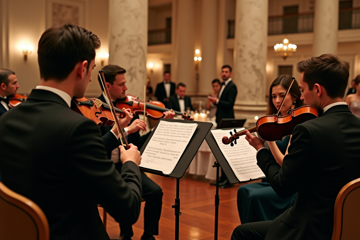 Quatuor à cordes jouant lors d